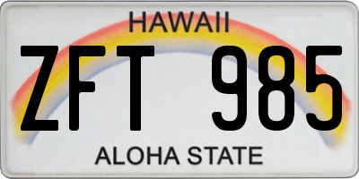 HI license plate ZFT985