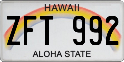 HI license plate ZFT992