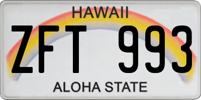 HI license plate ZFT993