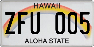 HI license plate ZFU005
