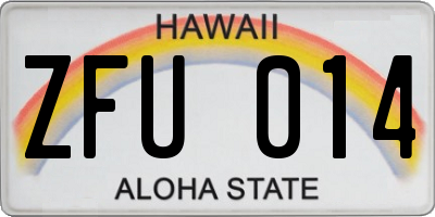 HI license plate ZFU014