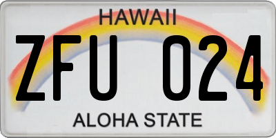 HI license plate ZFU024