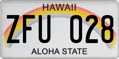HI license plate ZFU028