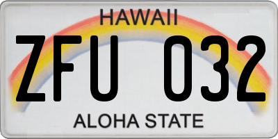 HI license plate ZFU032