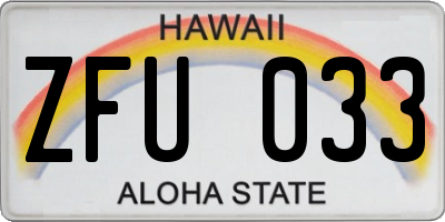 HI license plate ZFU033
