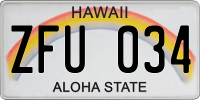 HI license plate ZFU034