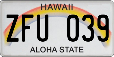 HI license plate ZFU039