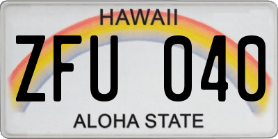 HI license plate ZFU040