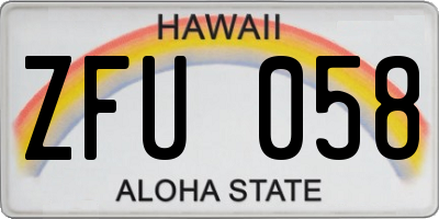 HI license plate ZFU058