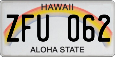 HI license plate ZFU062