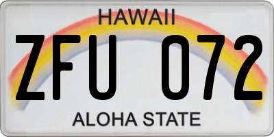 HI license plate ZFU072