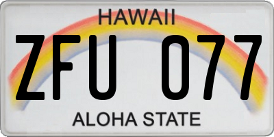 HI license plate ZFU077