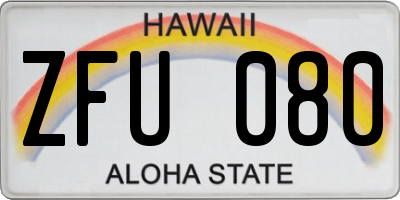 HI license plate ZFU080