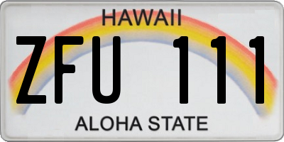 HI license plate ZFU111