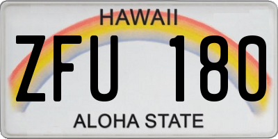 HI license plate ZFU180
