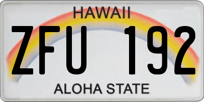 HI license plate ZFU192