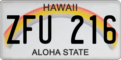HI license plate ZFU216