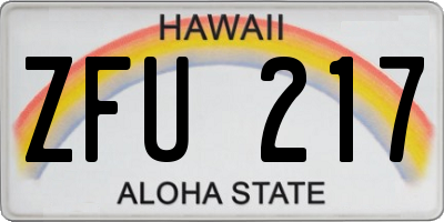 HI license plate ZFU217
