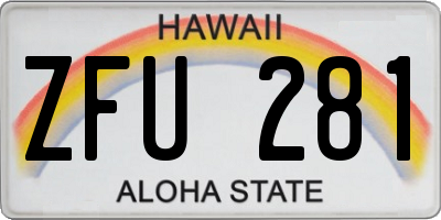 HI license plate ZFU281