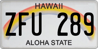 HI license plate ZFU289