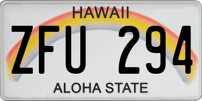 HI license plate ZFU294