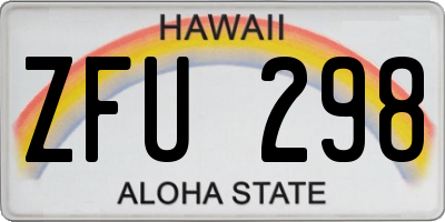 HI license plate ZFU298