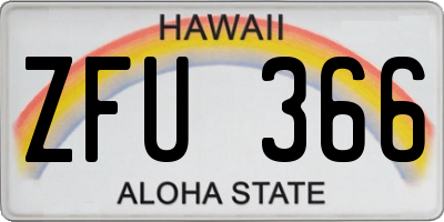 HI license plate ZFU366