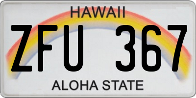 HI license plate ZFU367