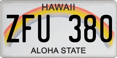 HI license plate ZFU380
