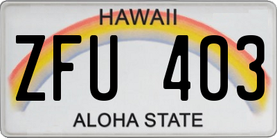HI license plate ZFU403