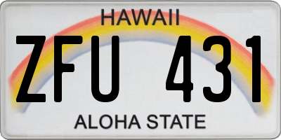 HI license plate ZFU431