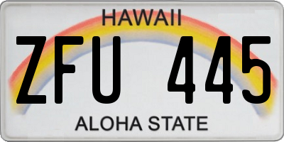 HI license plate ZFU445