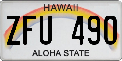 HI license plate ZFU490