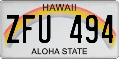 HI license plate ZFU494