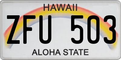 HI license plate ZFU503