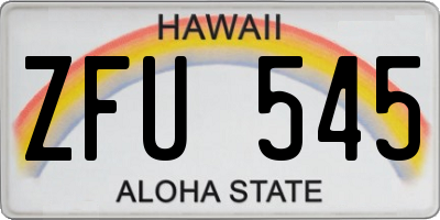 HI license plate ZFU545