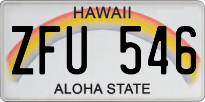 HI license plate ZFU546