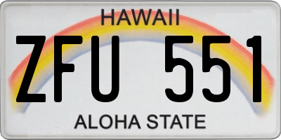 HI license plate ZFU551