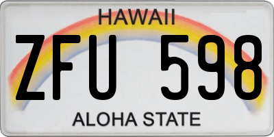 HI license plate ZFU598
