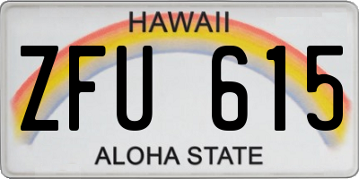HI license plate ZFU615