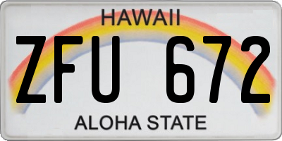 HI license plate ZFU672