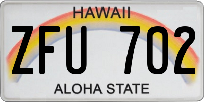 HI license plate ZFU702