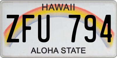 HI license plate ZFU794