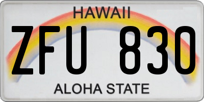 HI license plate ZFU830
