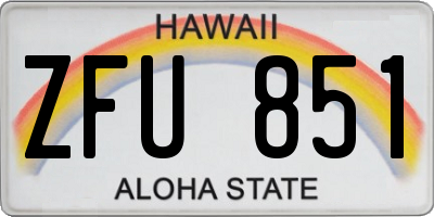HI license plate ZFU851