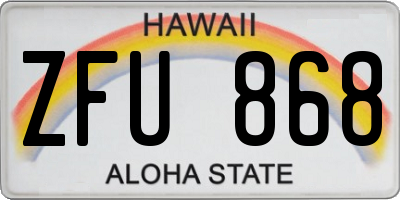 HI license plate ZFU868