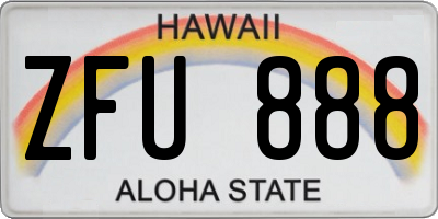 HI license plate ZFU888