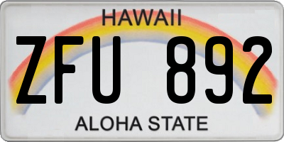 HI license plate ZFU892