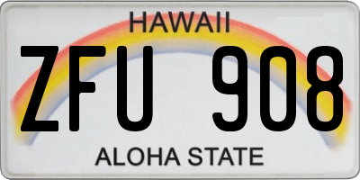 HI license plate ZFU908