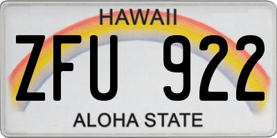 HI license plate ZFU922